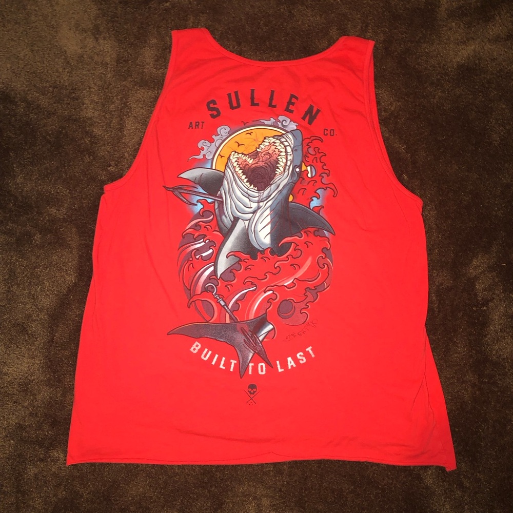 Sullen Art Collective Cropped Tank Top Surfing Shark Art